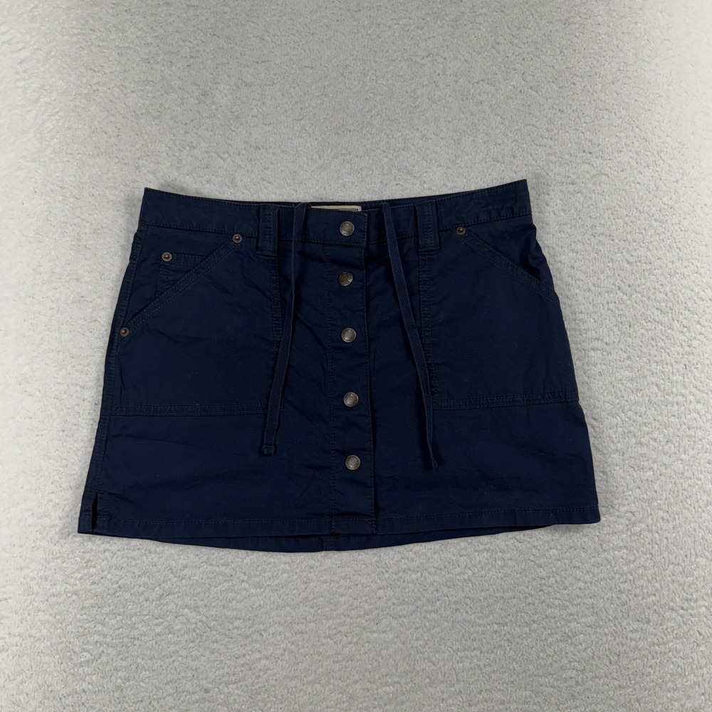 ABERCROMBIE & FITCH Snap Front Skirt Women's XS (W30) Blue Khaki Tie Waist